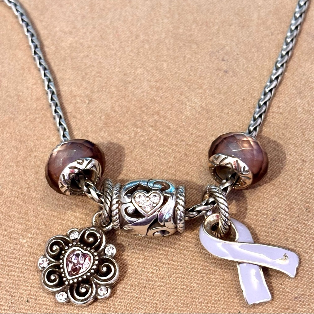 Brighton Cayetana bead Extra wide Pierced scrolls Mini crystal hearts Retired - Picture 4 of 5